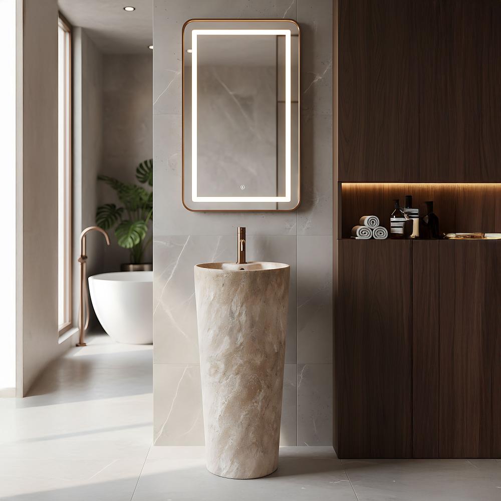 νιπτήρας δαπέδου κεραμικός/ μαρμάρινη όψη  Blanka Savana Matt  Μ: 40 x Π 40 Ύψος 85 Βάθος 14,5 εκ