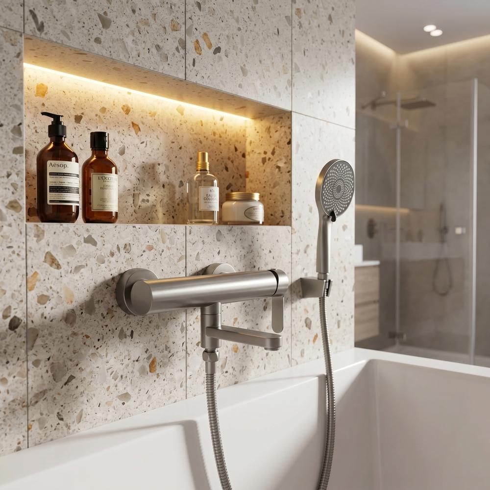 Bath mixer Rea Arcos Brushed Nickel