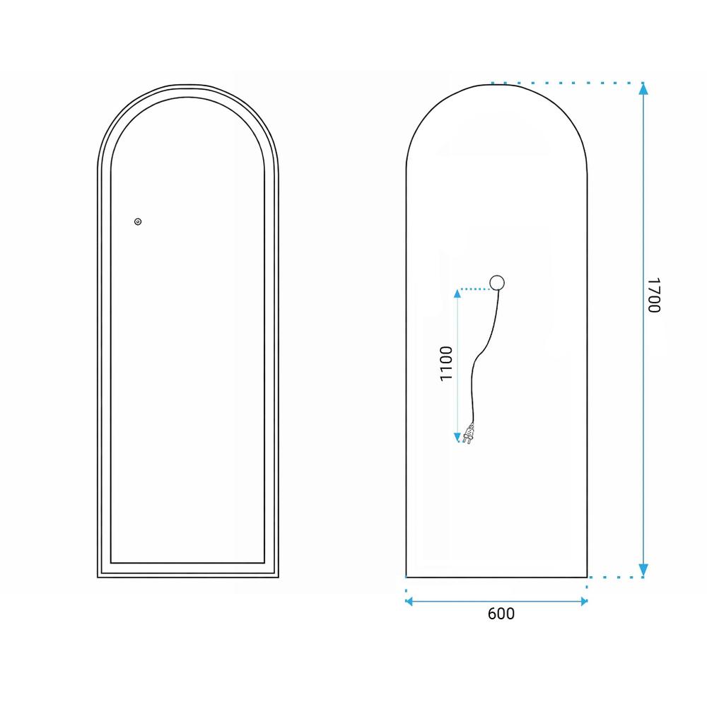 LUSTRO LED Orbit 60x170cm Złote Szczotkowane