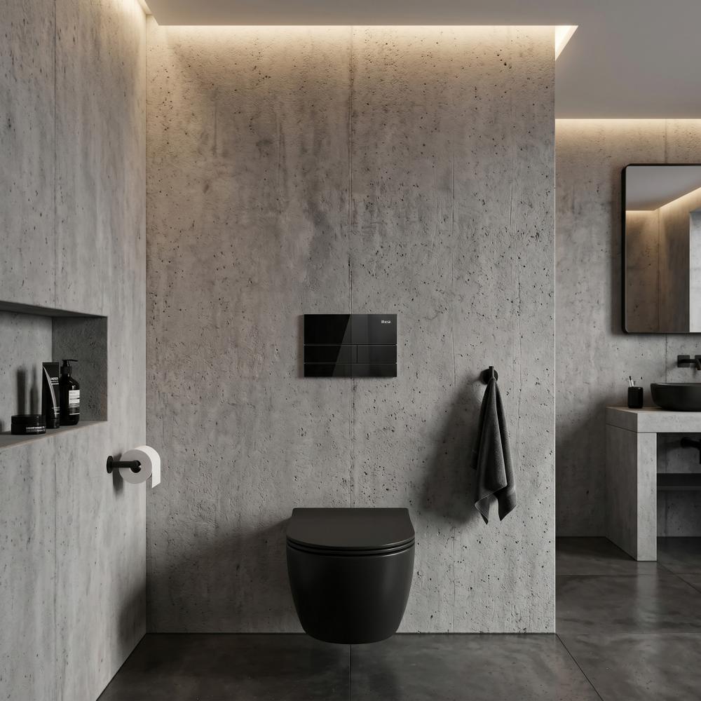 Stelaż zestaw podtynkowy Slim 024N do mis WC z przyciskiem T Czarne Szkło