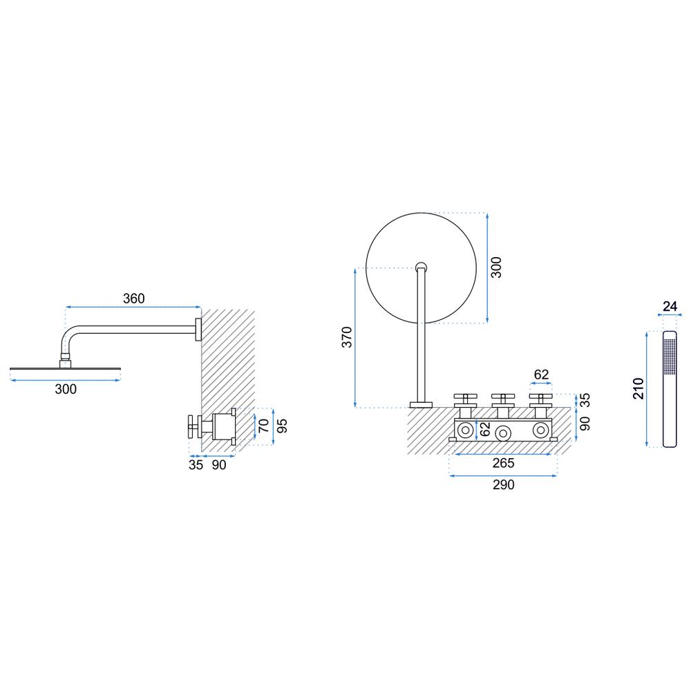 rejtett Zuhanyszett REA EXIT Black
