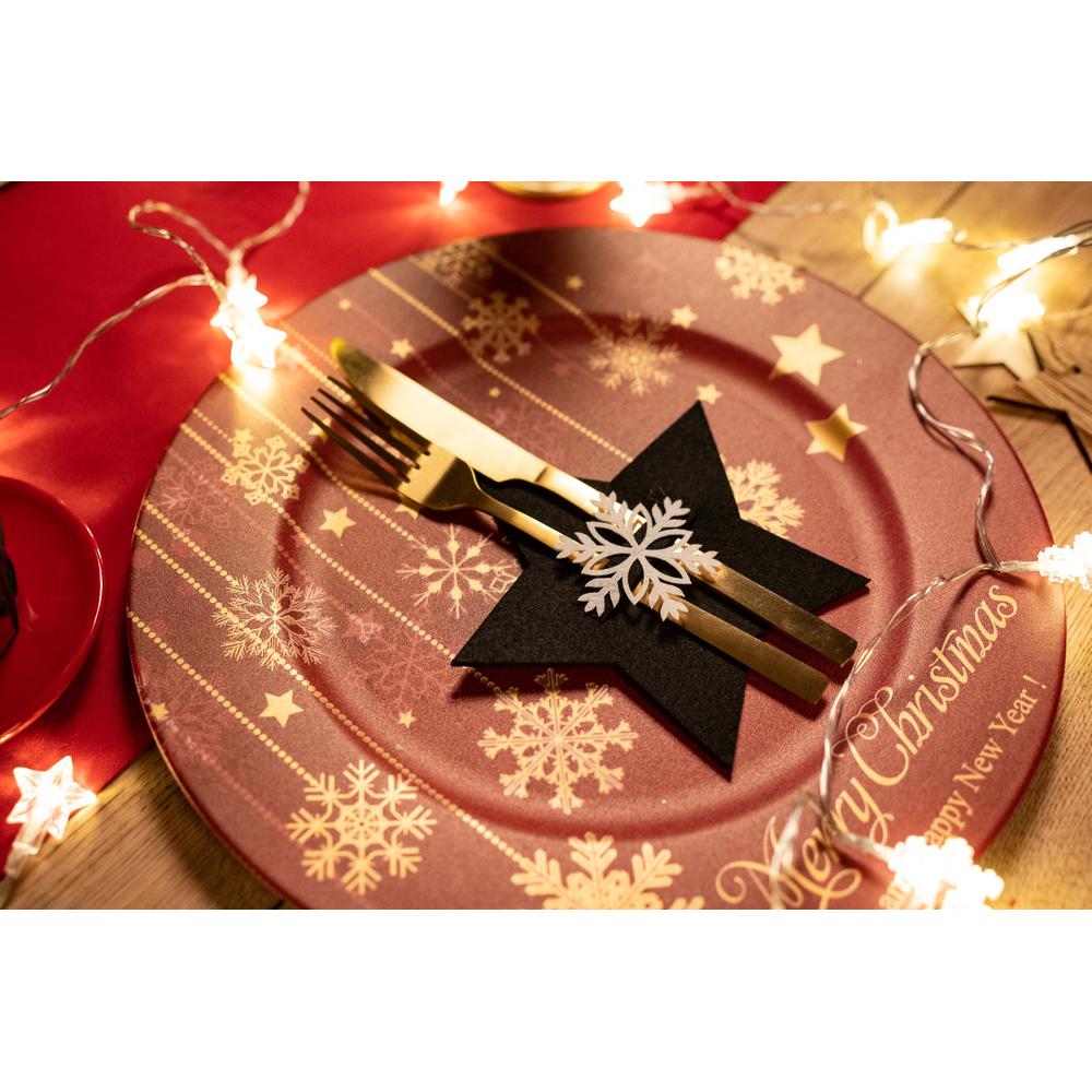 Pokrowiec na sztućce Świąteczny 4 szt. Gwiazda Czarna