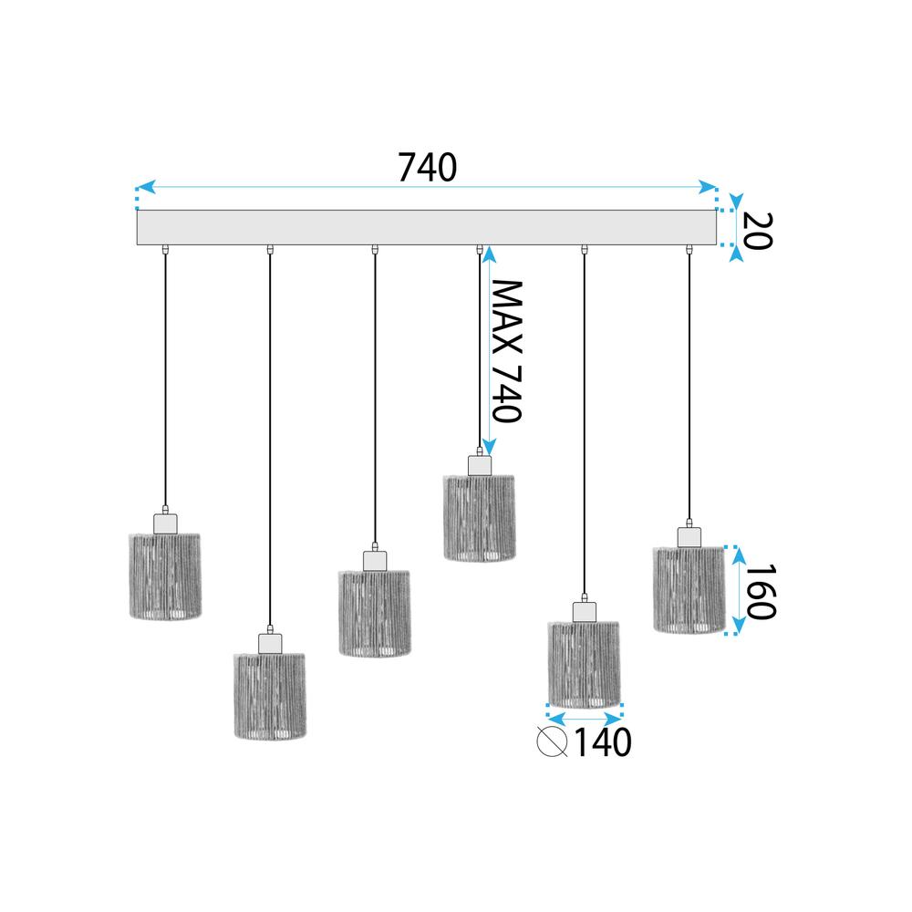 Hängelampe APP1822-6CP NATURE BLACK