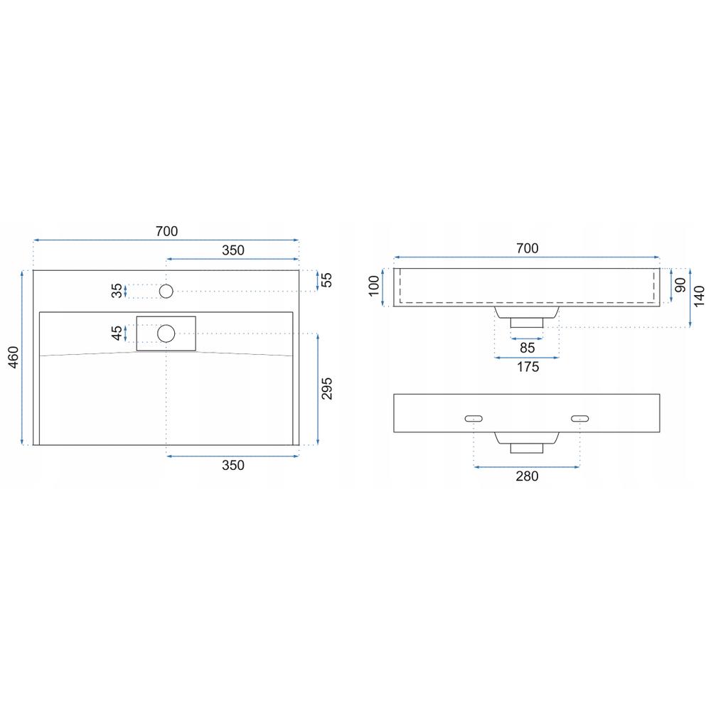 Waschbecken Konglomerat GOYA Black Matt 70CM