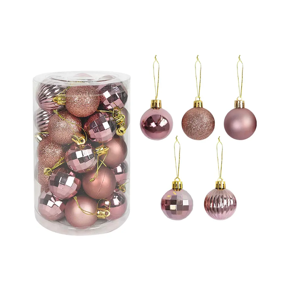 BOMBKI CHOINKOWE RÓŻOWE 34 SZT SYSD1688-026