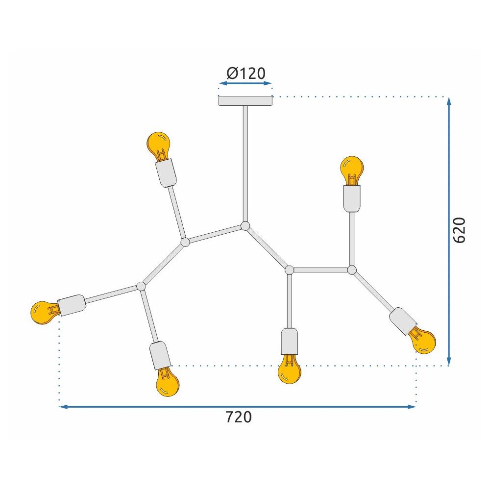 Metall Deckenlampe LOFT APP737-6C Black