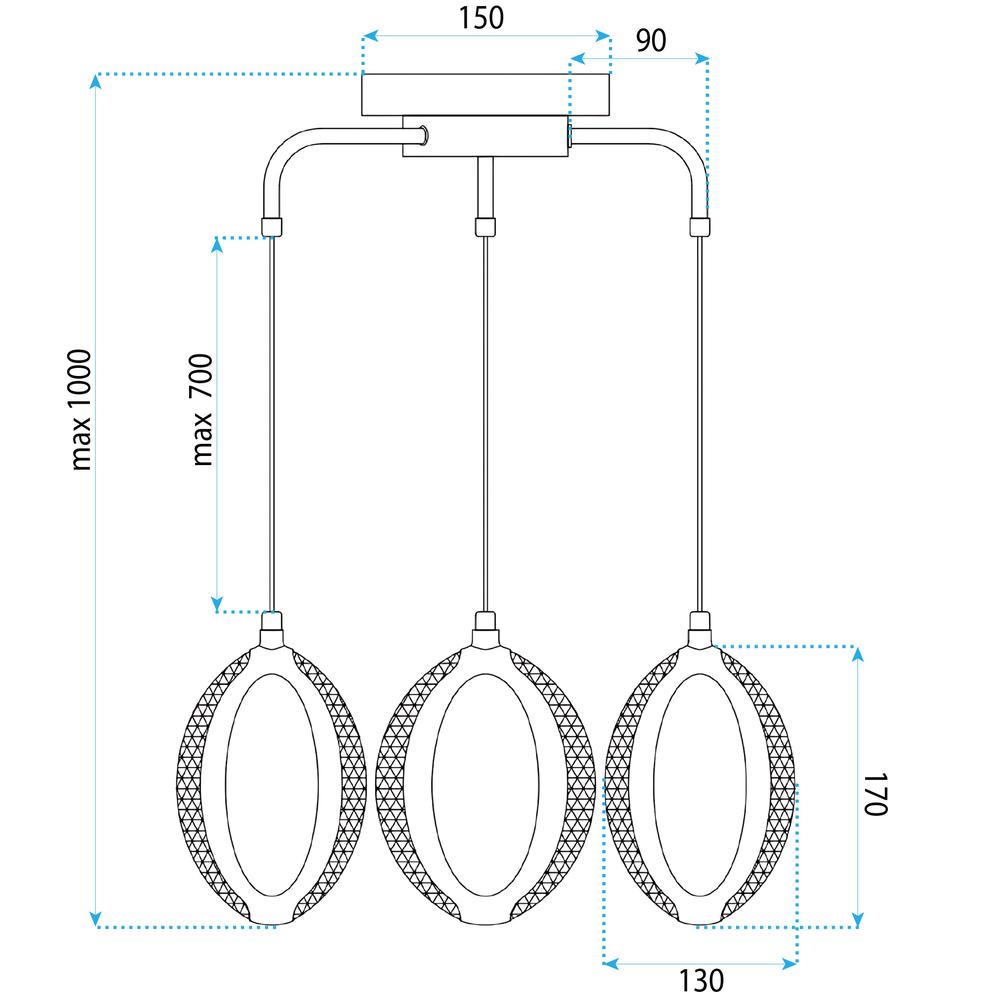 LAMPA SUFITOWA WISZĄCA LED G176-3CP ZŁOTA