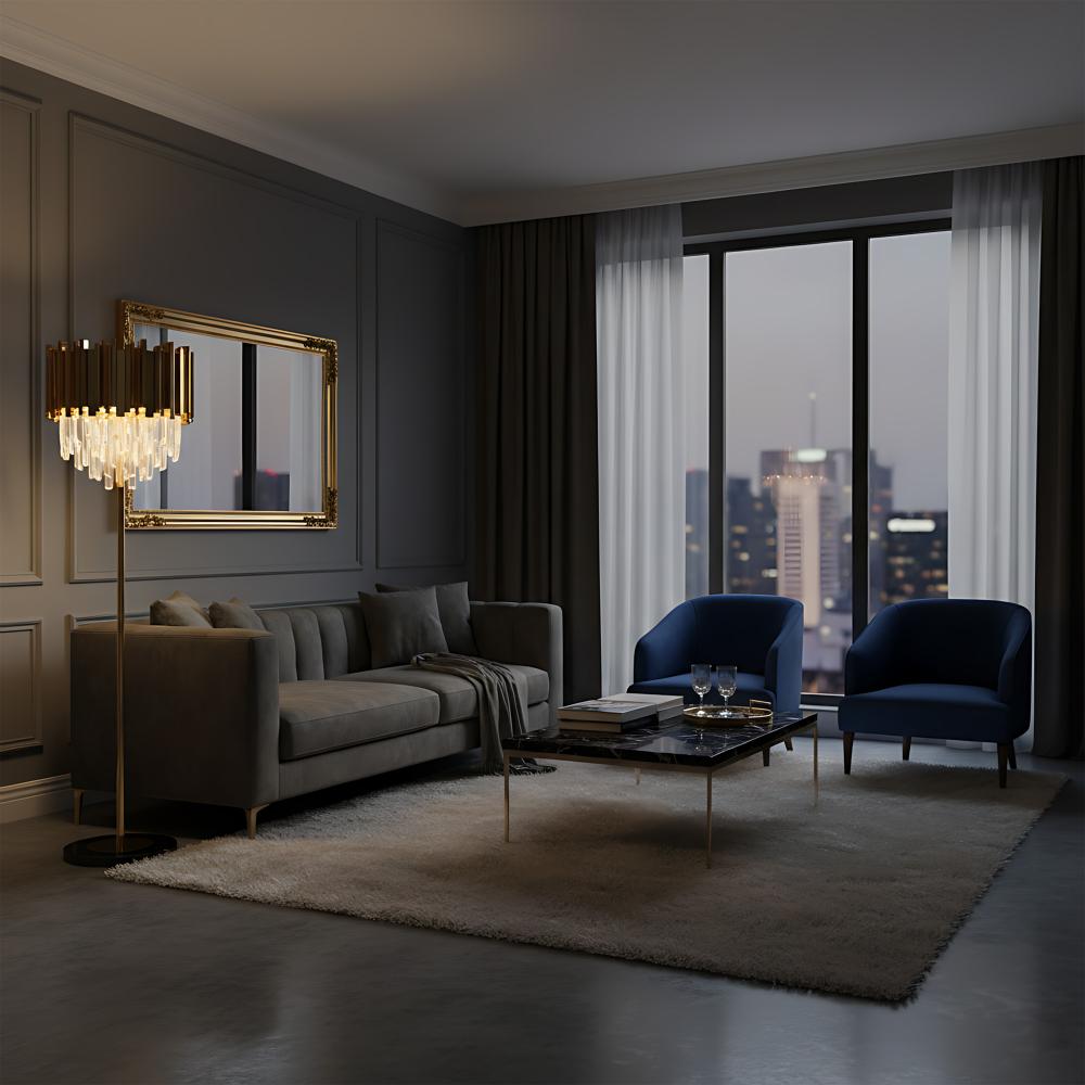 Lampa Stojąca Podłogowa APP1717-3F Złota