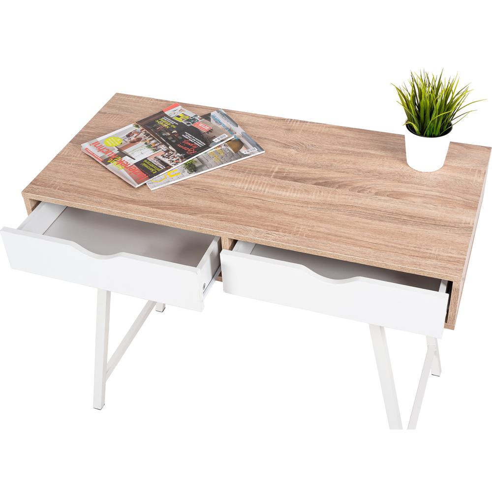 BIURKO SKANDYNAWSKIE Z SZUFLADAMI WHITE/DĄB SANOMA FFT180902