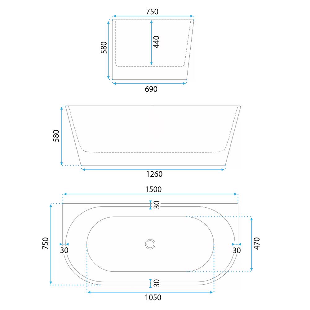 Ванна Rea CAPRI 150cm