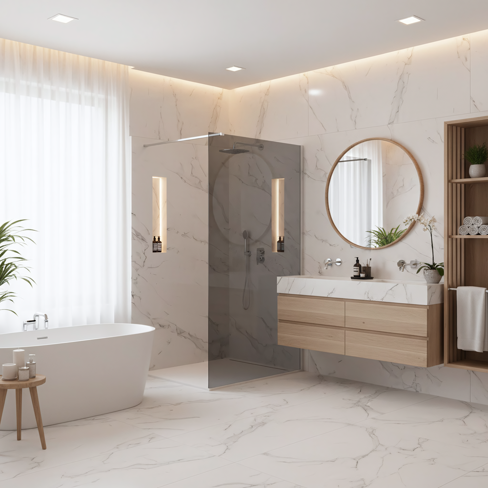 Tuš zaslon Rea Flexi Grey / Chrome 80