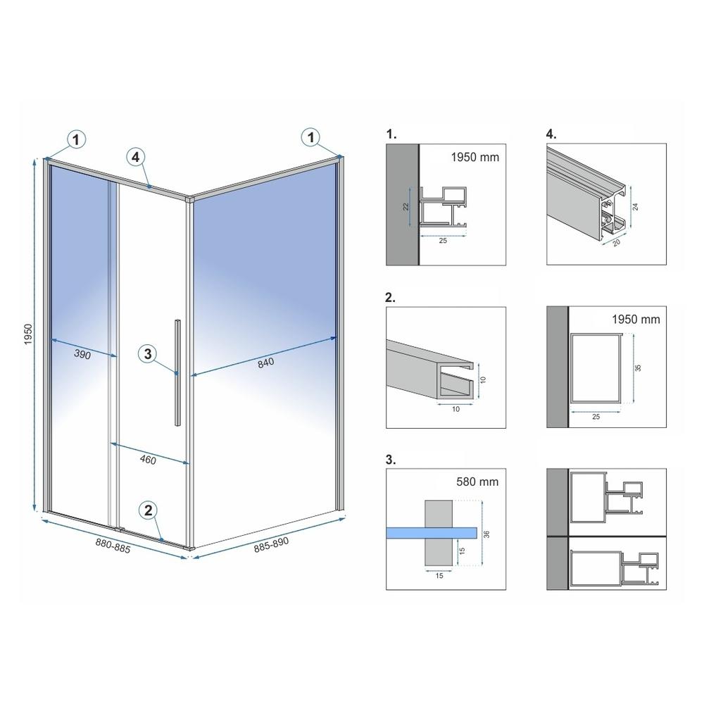 Tuš kabina SOLAR BLACK MAT 90x90