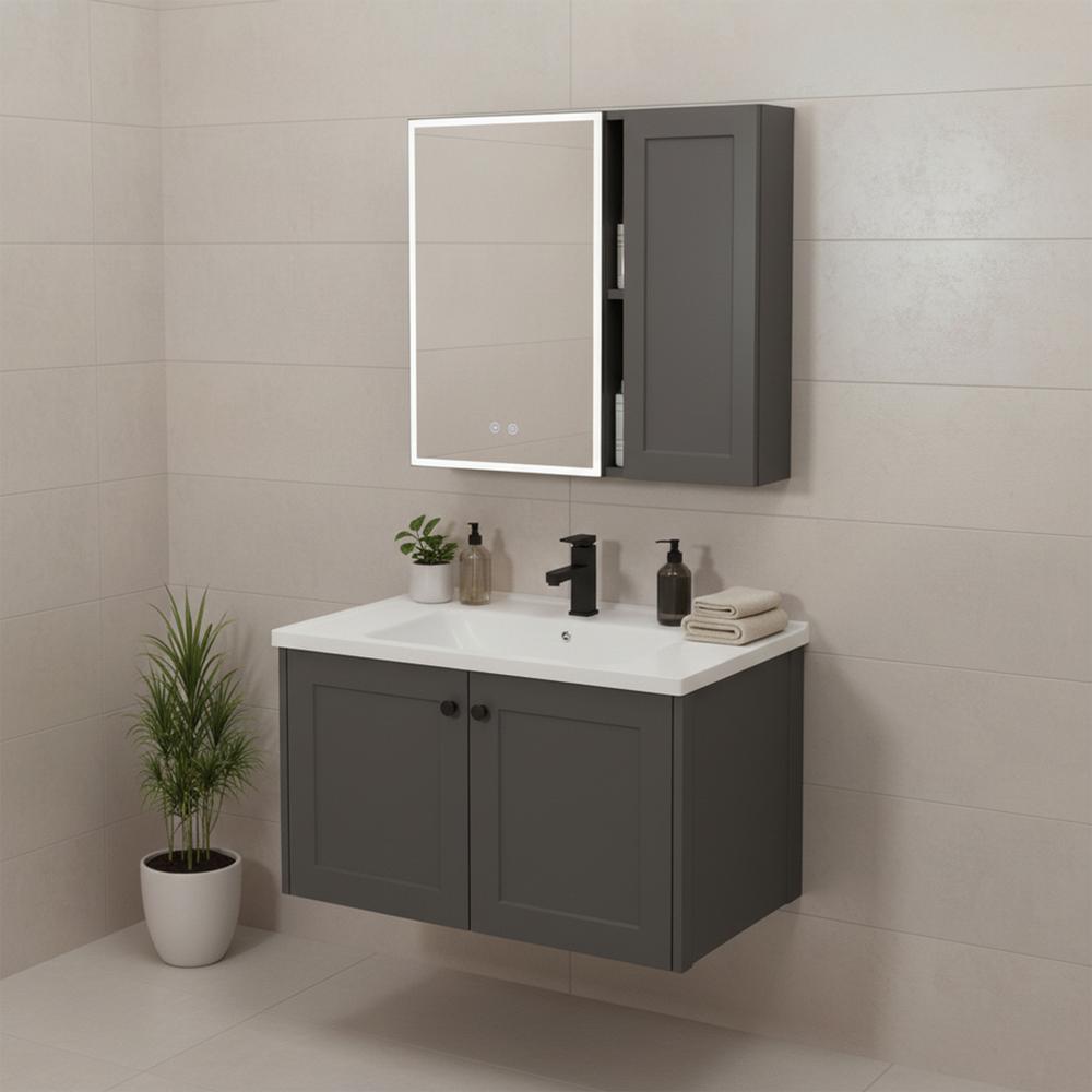Conjunto de muebles de baño con lavabo Monti 60cm Grey