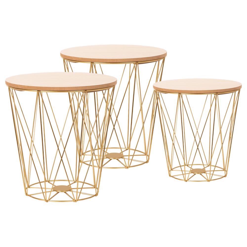 Druciany stolik kawowy Twins Gold Rozmiar L