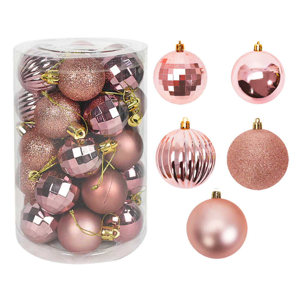 BOMBKI CHOINKOWE RÓŻOWE 34 SZT SYSD1688-026