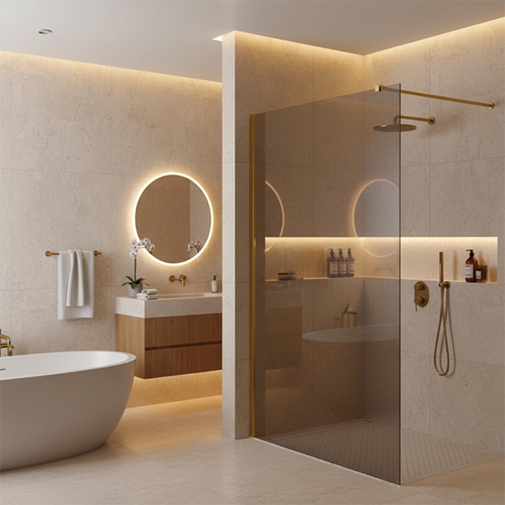 Tuš zaslon Rea Flexi Grey / Gold 90