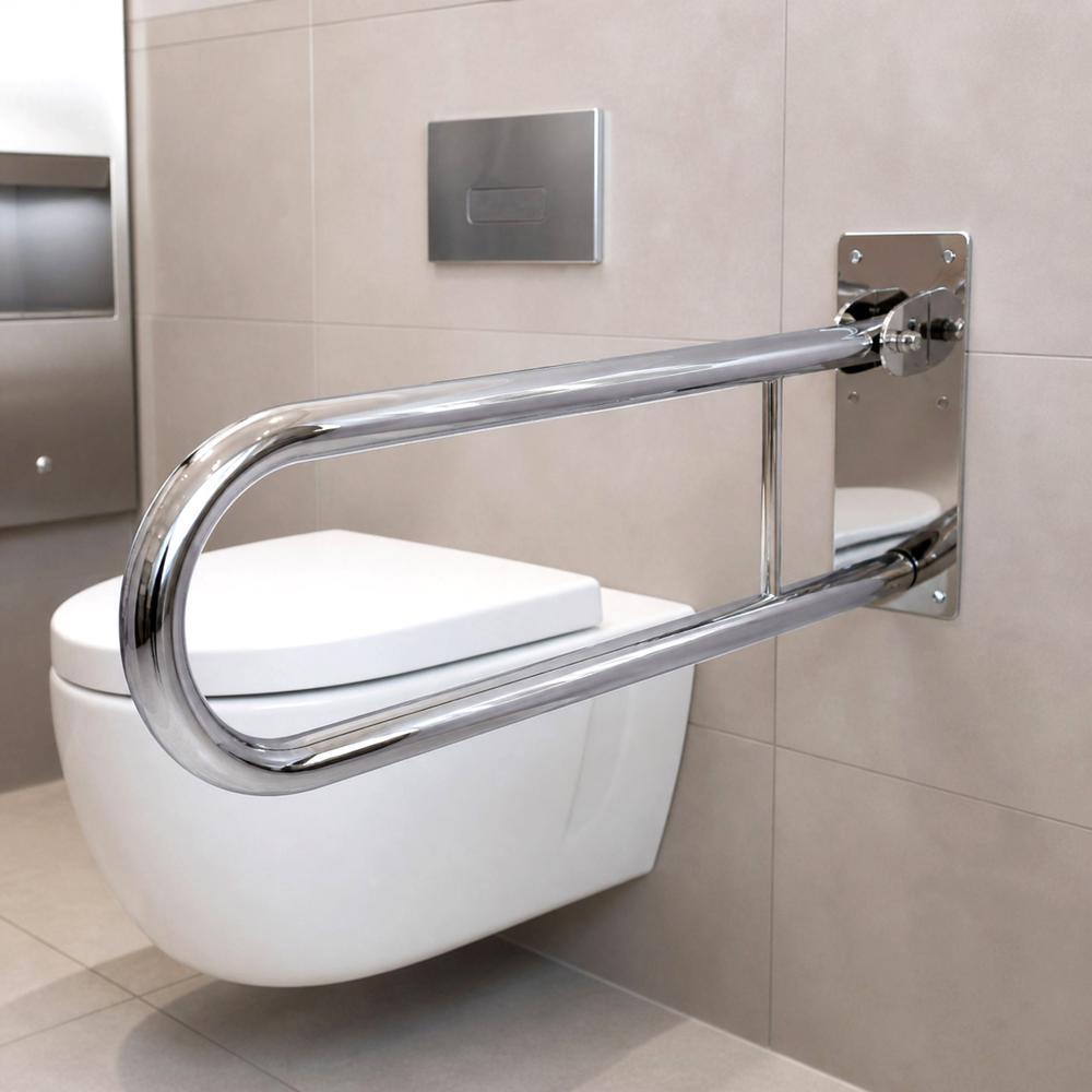 Folding bathroom grab bar Chrome