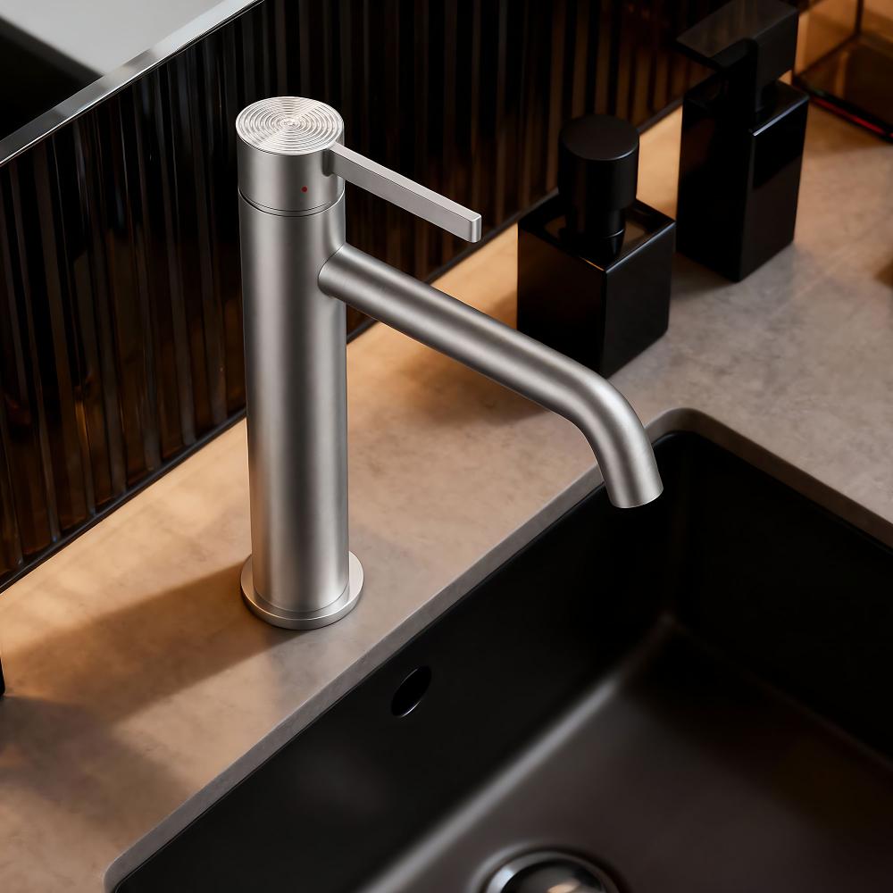 Bateria umywalkowa Rea Foster Nikiel Szczotkowany Wysoka