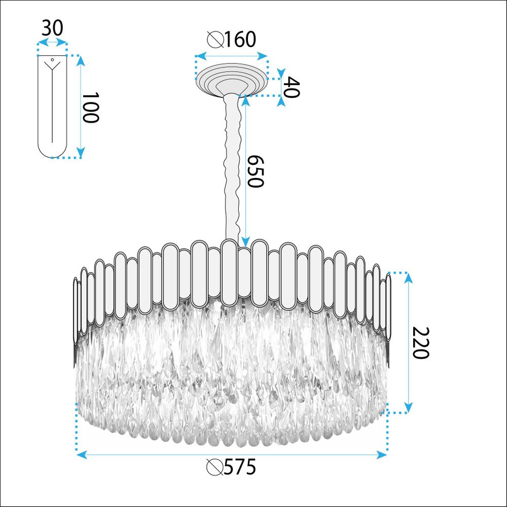 Lampa sufitowa wisząca APP1747-8CP 60 cm Złota