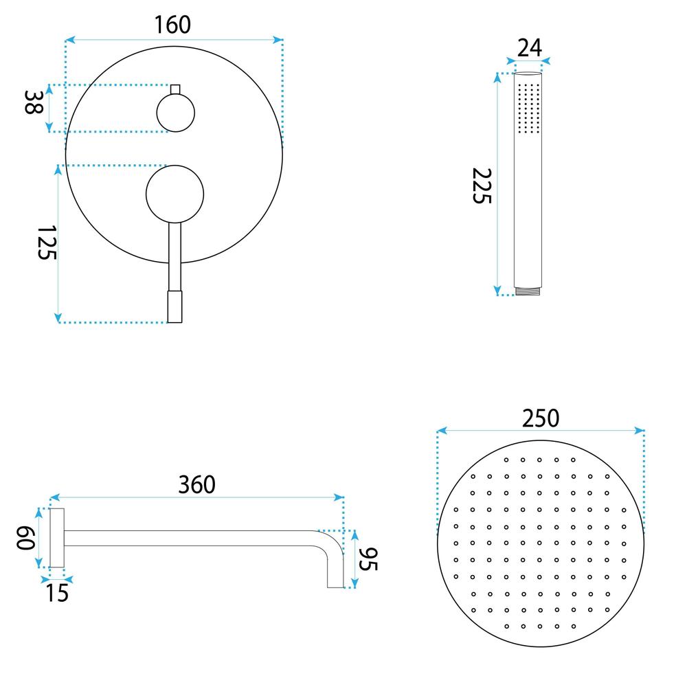 Shower system Rea Lungo Diamond Copper + BOX