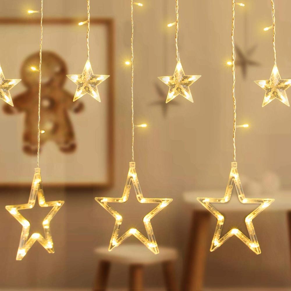 Lampki choinkowe kurtyna LED gwiazdy 2m