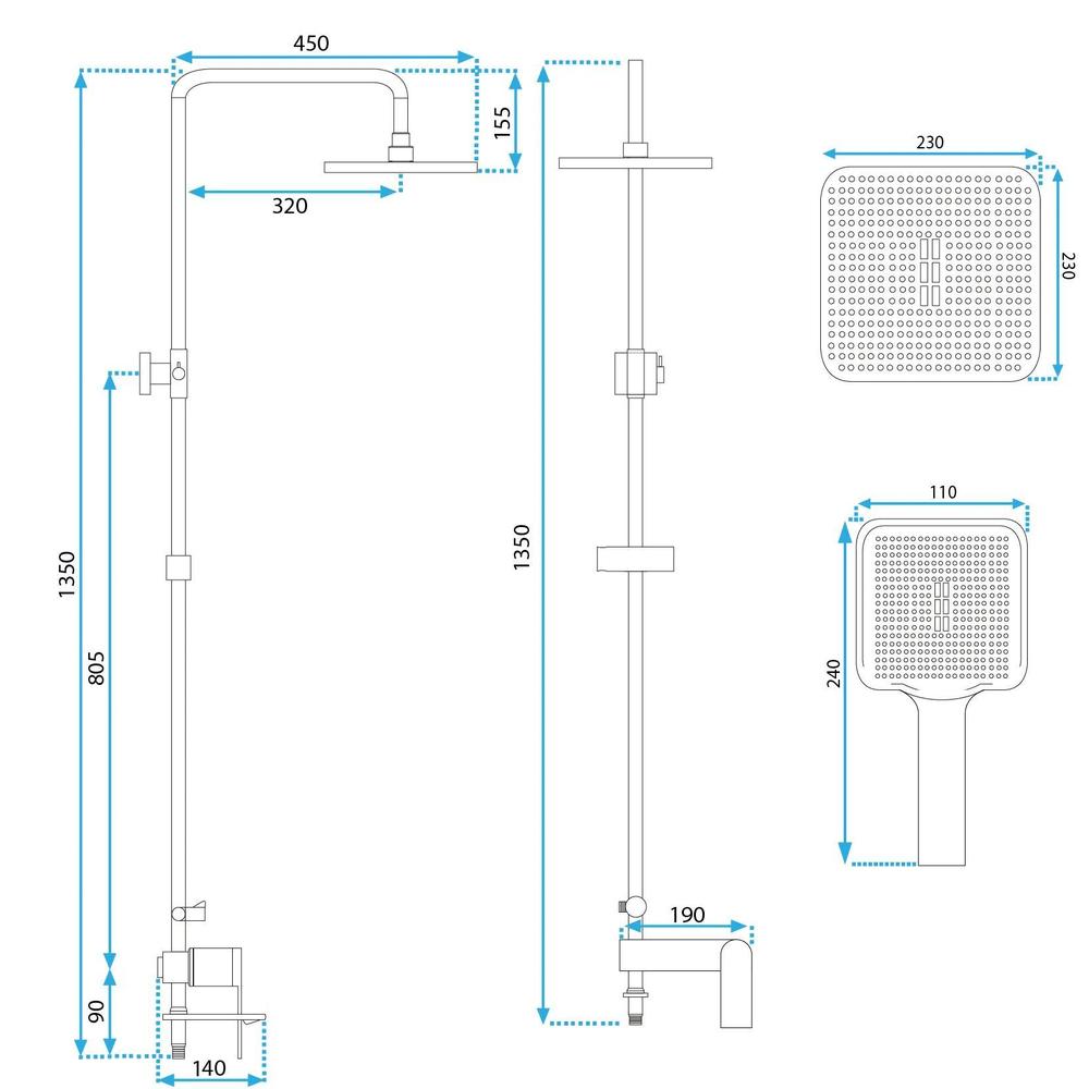 Zestaw Prysznicowy REA STORM MIEDŹ SZCZOTKOWANA