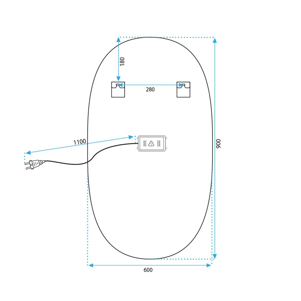 Mirror LED OLL 60x90 cm Brush Gold