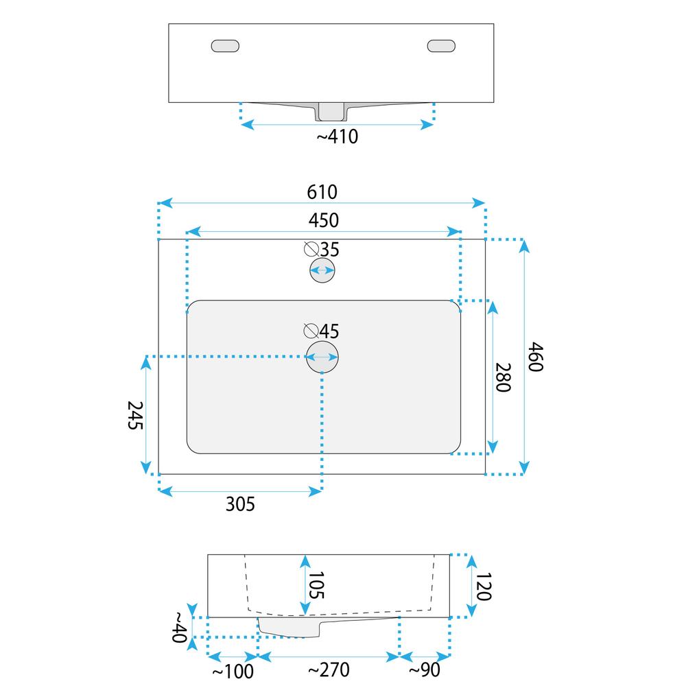 Умывальник на столешницу Rea Alison White