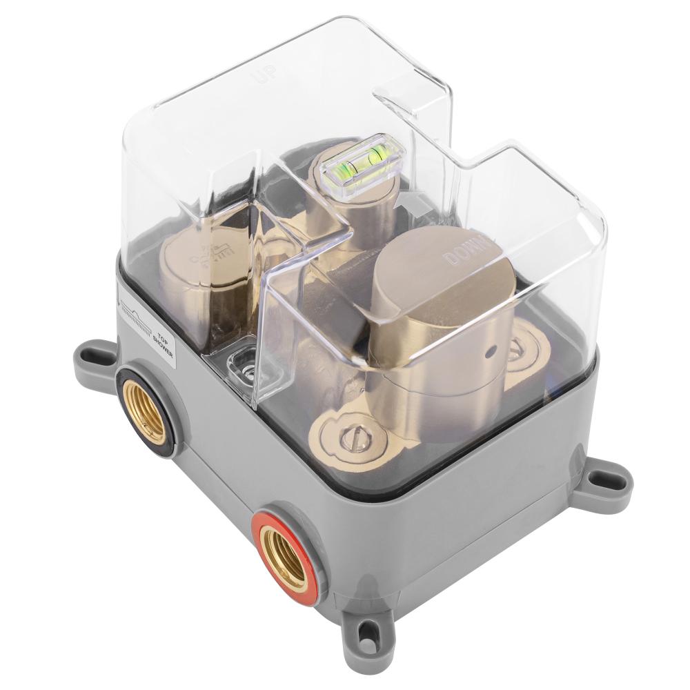 Slēptās dušas komplekts LUNGO Gold ar termostatu + BOX