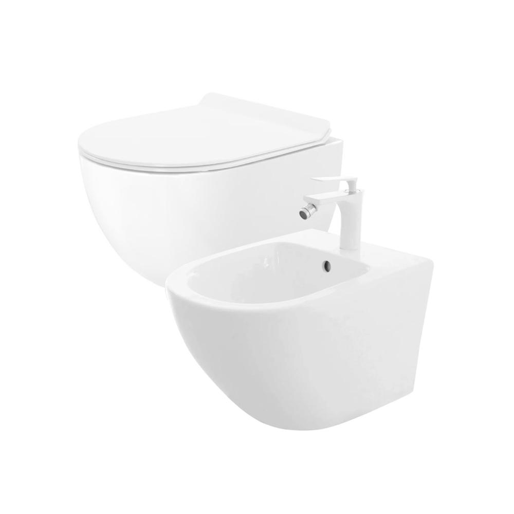 Set WC vaso + BIDET CARTER BIANCO SOSPESO