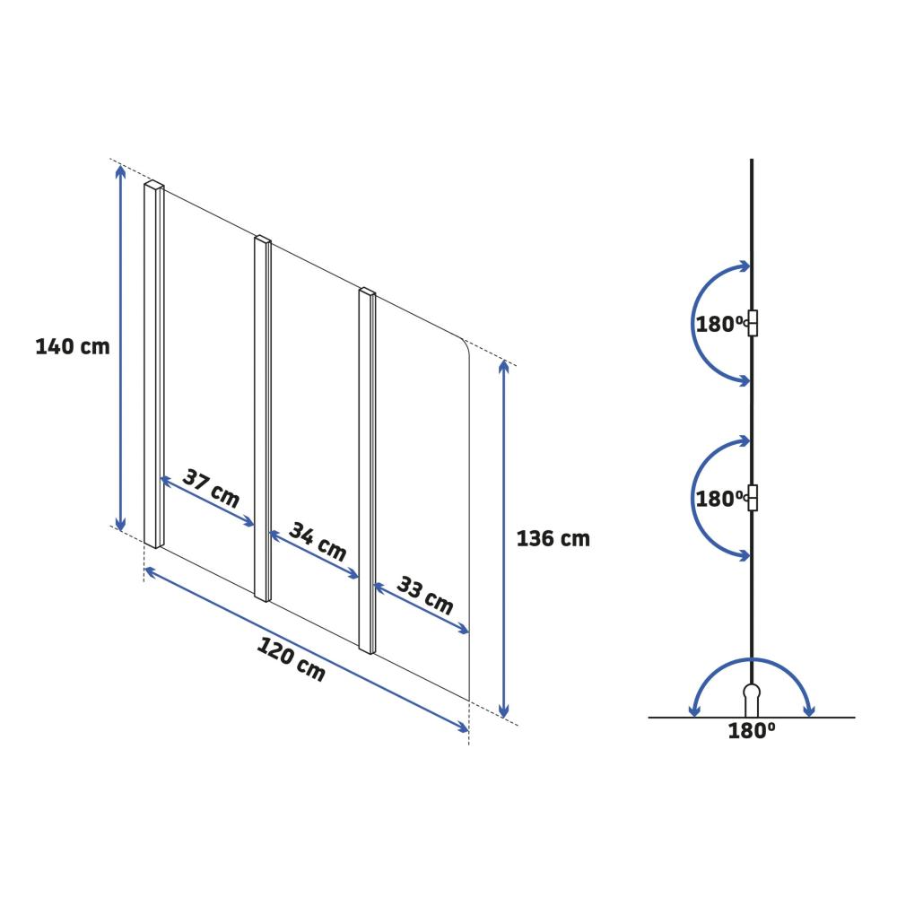 Het Rea Agat-3 120 opvouwbare badscherm