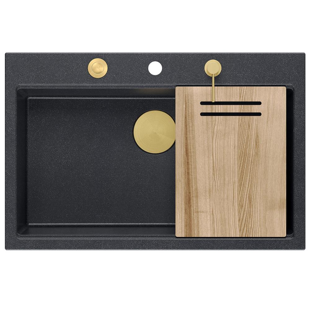 granitový drez MARC 110 WORKSTATION Black Metallic