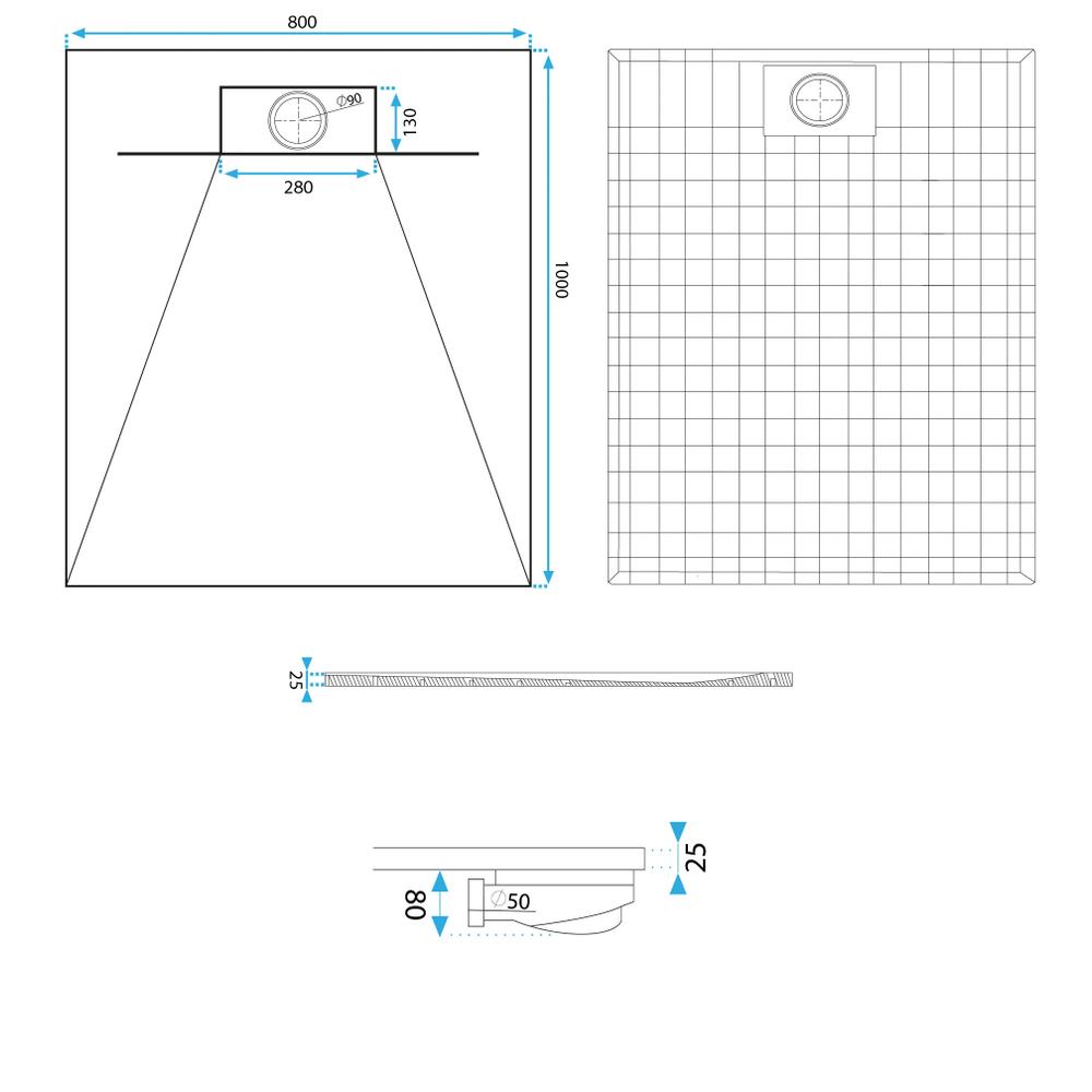 Piatto doccia Bazalt CARRARA WHITE 80x100