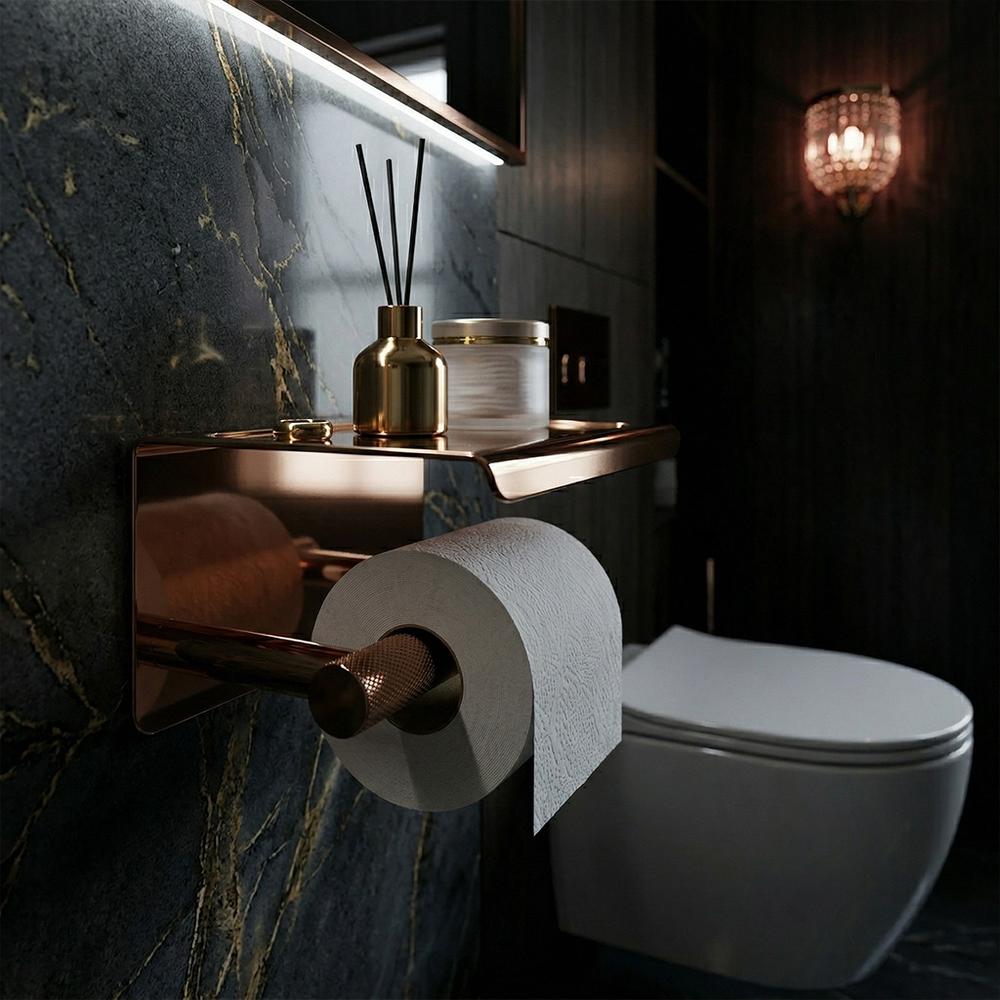 Držač toaletnog papira s policom 6613 Modern Copper