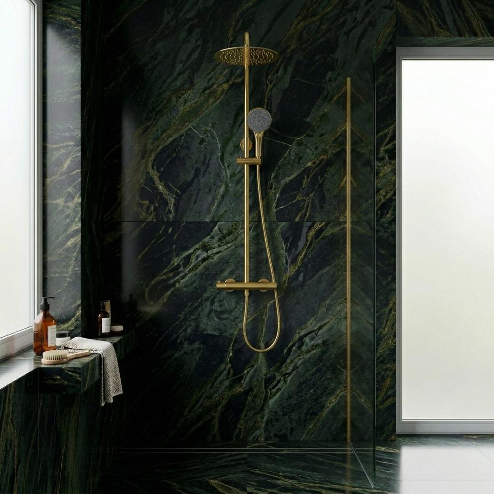 Set de duș fără pipă cu termostat Rea Lungo Gold