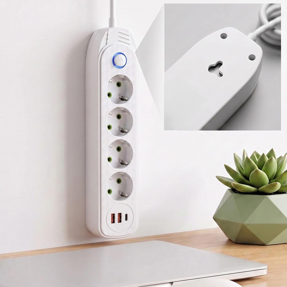 Listwa zasilająca Przedłużacz 4 gniazda + 2x USB-A + USB-C JNH025-4B Biały