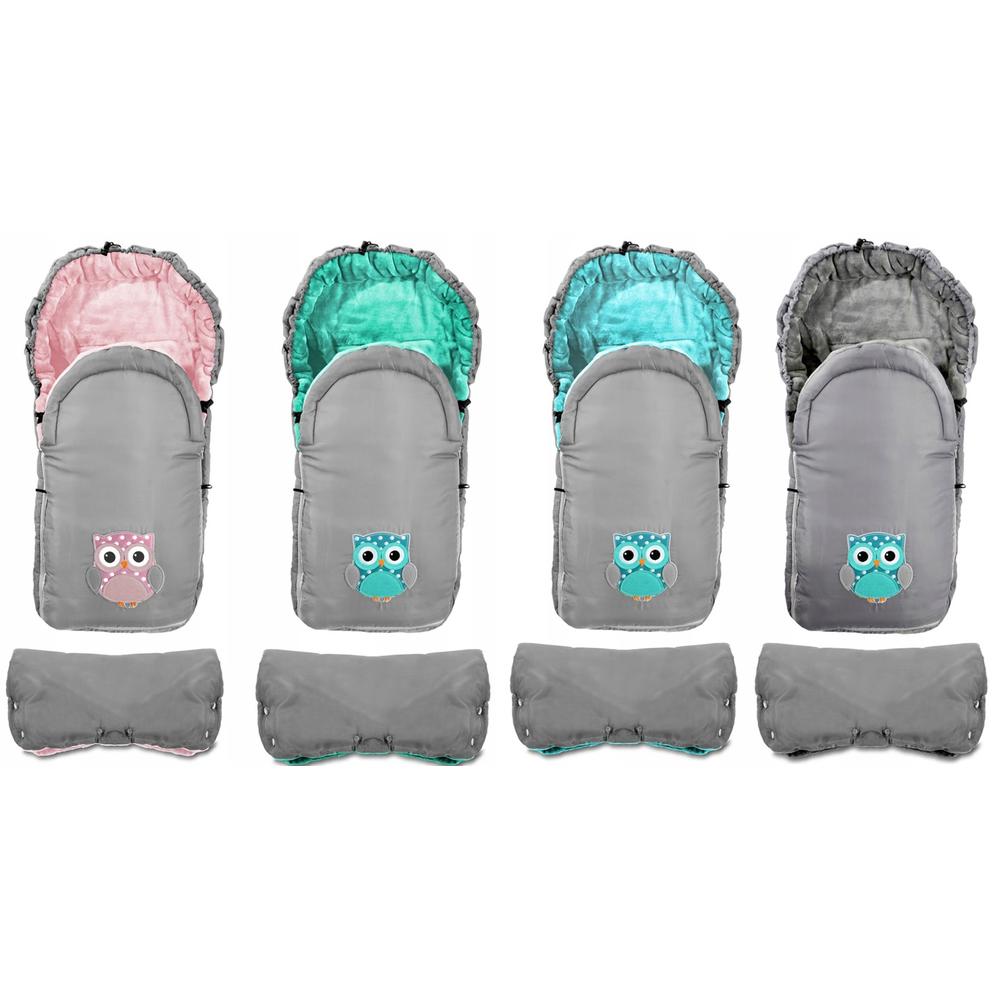 Mufka ocieplana na wózek dziecięcy - Szaro-miętowa