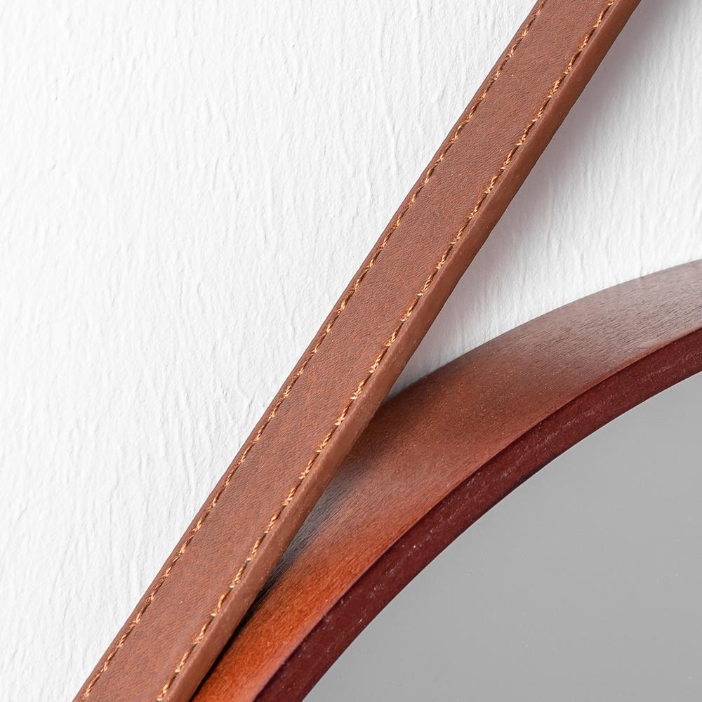 Lustro na pasku okrągłe drewniane   50 cm NBKL-19028