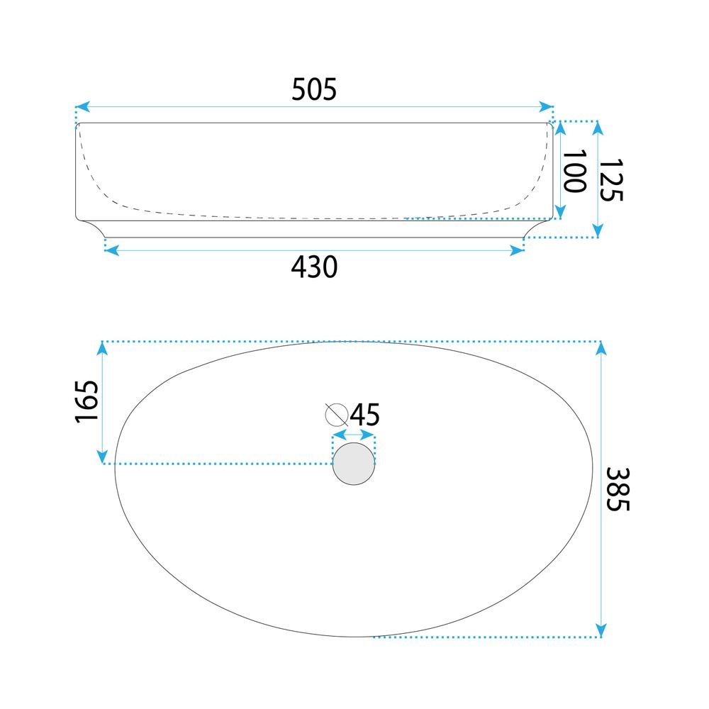Νιπτήρας πάγκου Rea SABINA : 50 x 38, 5 x 12 cm Φινίρισμα Γυαλιστερό