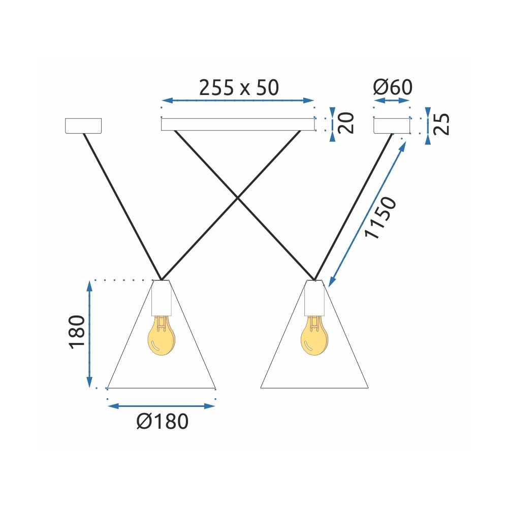 Deckenlampe loft black shine APP548-2CP