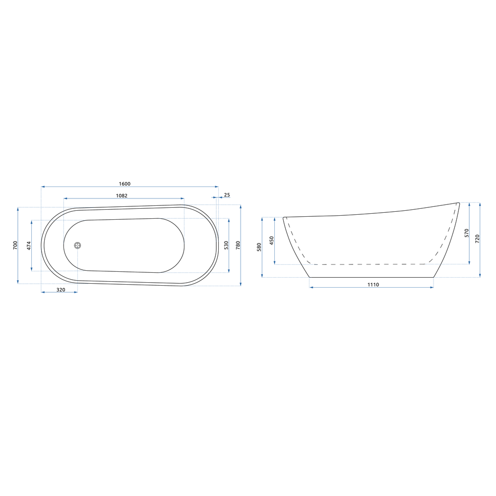 BAÑERA REA CORI 160CM