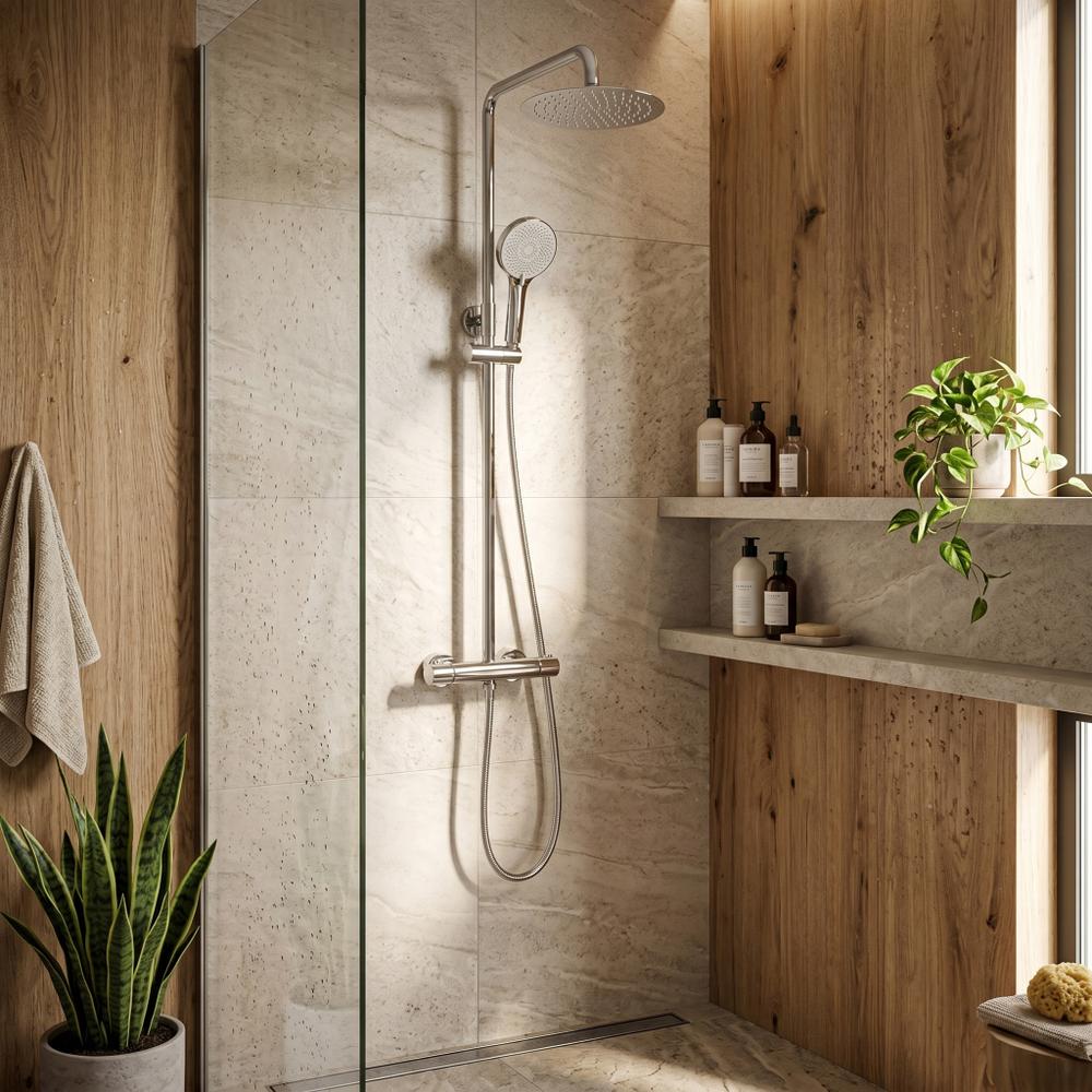 Suihkusarja ilman juoksuputkea termostaatilla Rea Lungo Chrome