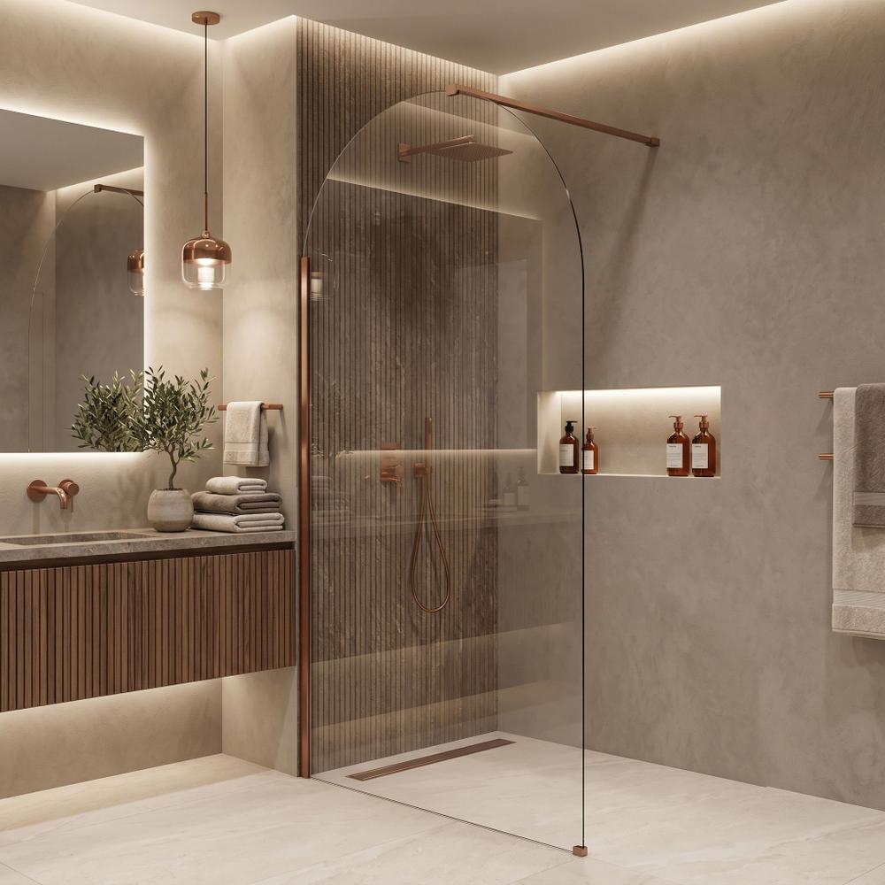 Ścianka prysznicowa Walk-In Rea Heaven Brush Copper 90