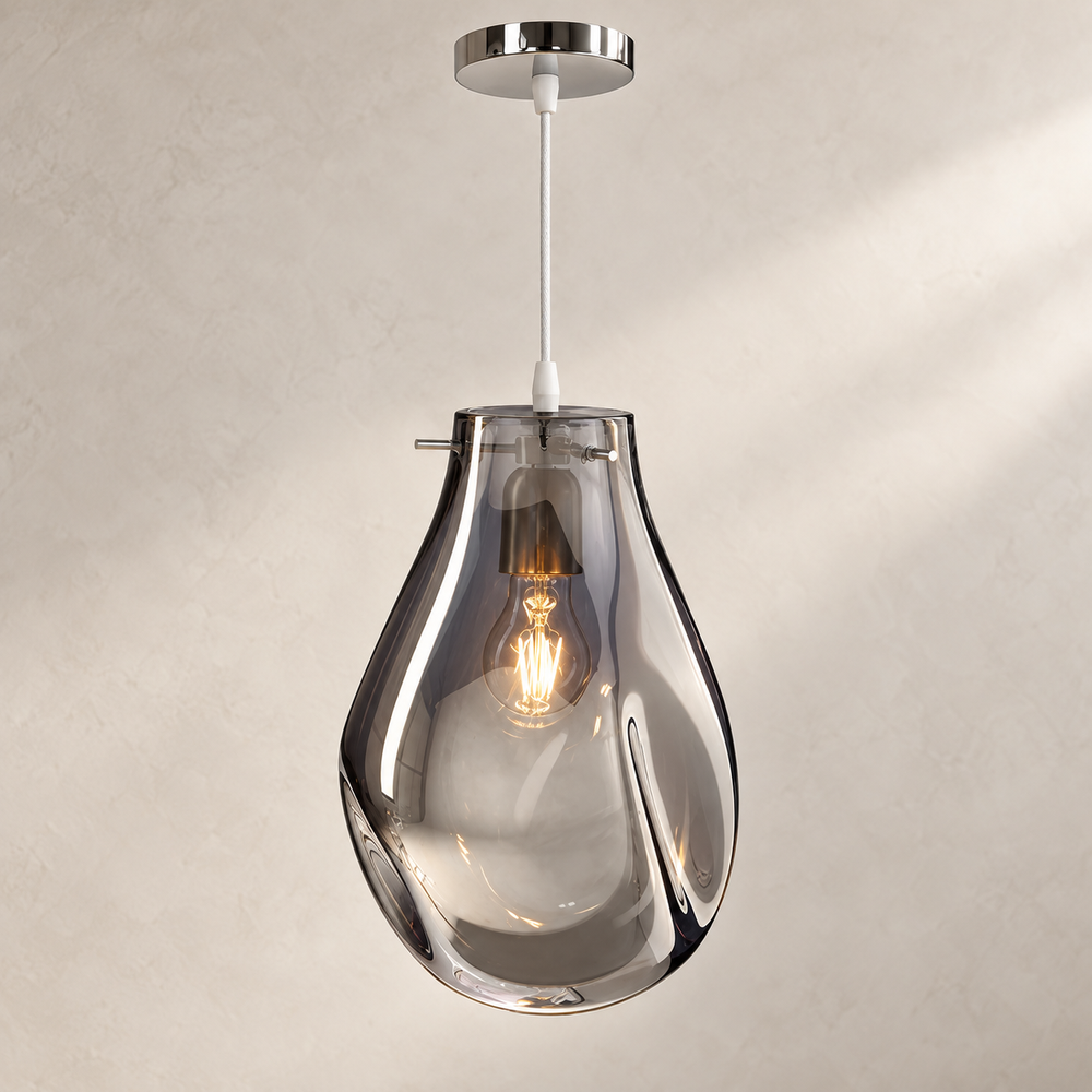 Lampa Sufitowa Wisząca Szklana APP329-1CP SREBRNA