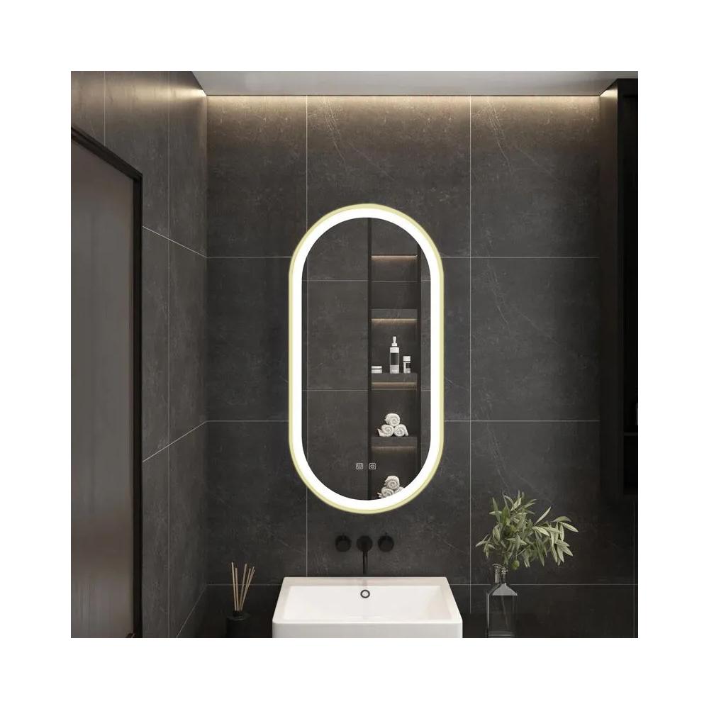 Mirror LED OVL 50x100cm Gold