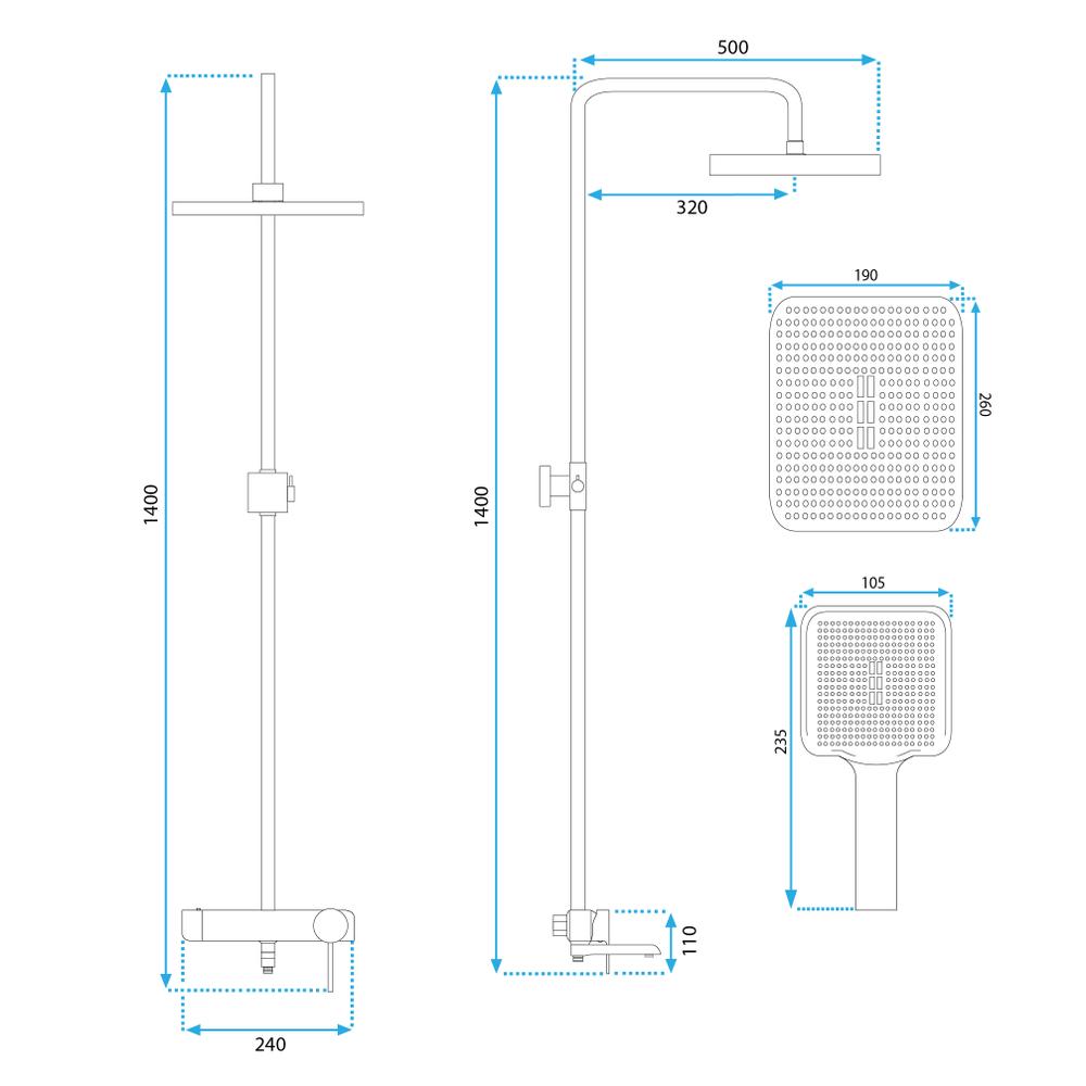 Tuš set REA MELIA WHITE GOLD