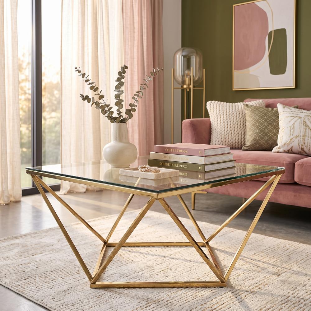 Stolik kawowy szklany Glamour Gold CS-14G