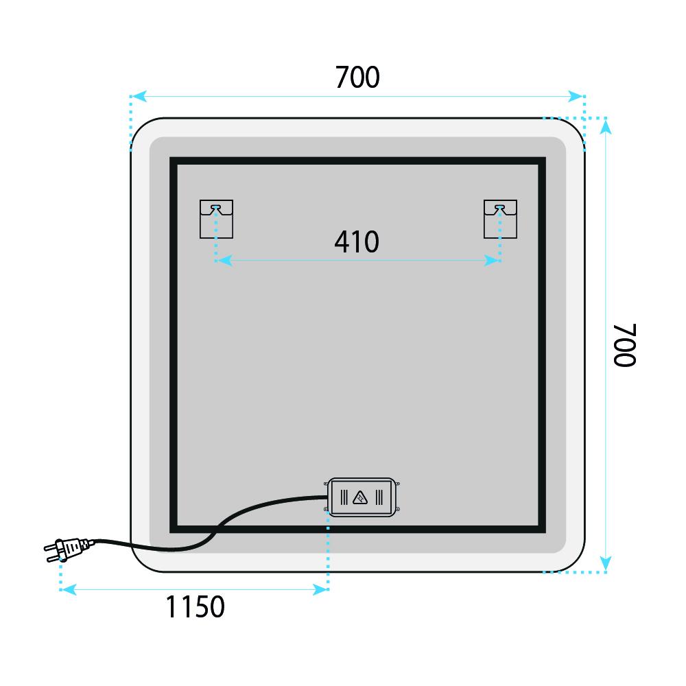 Lustro ścienne LED 70x70cm TOP-2