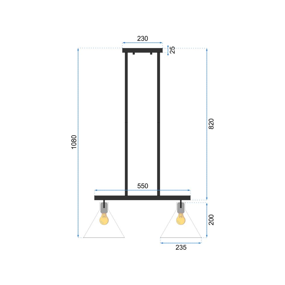 Hängelampe Glas Metall APP317-2CP