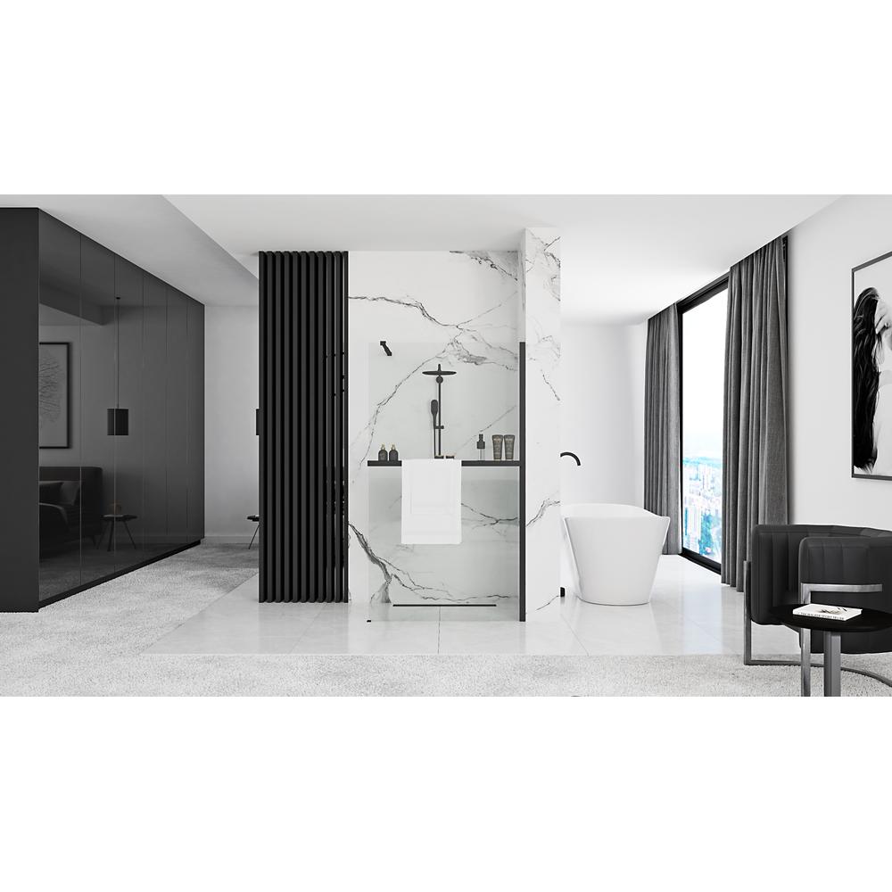 Parede de chuveiro Rea Aero Matt Black 110 com prateleira e cabide EVO